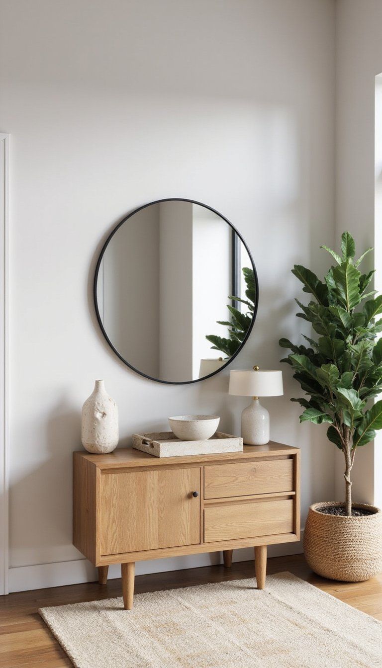 Entryway Console With Mirror And Greenery