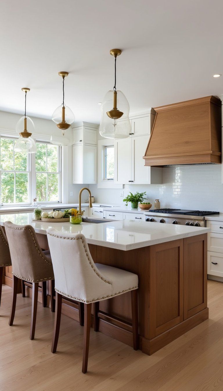 Open Plan Kitchen With Transitional Island Seating