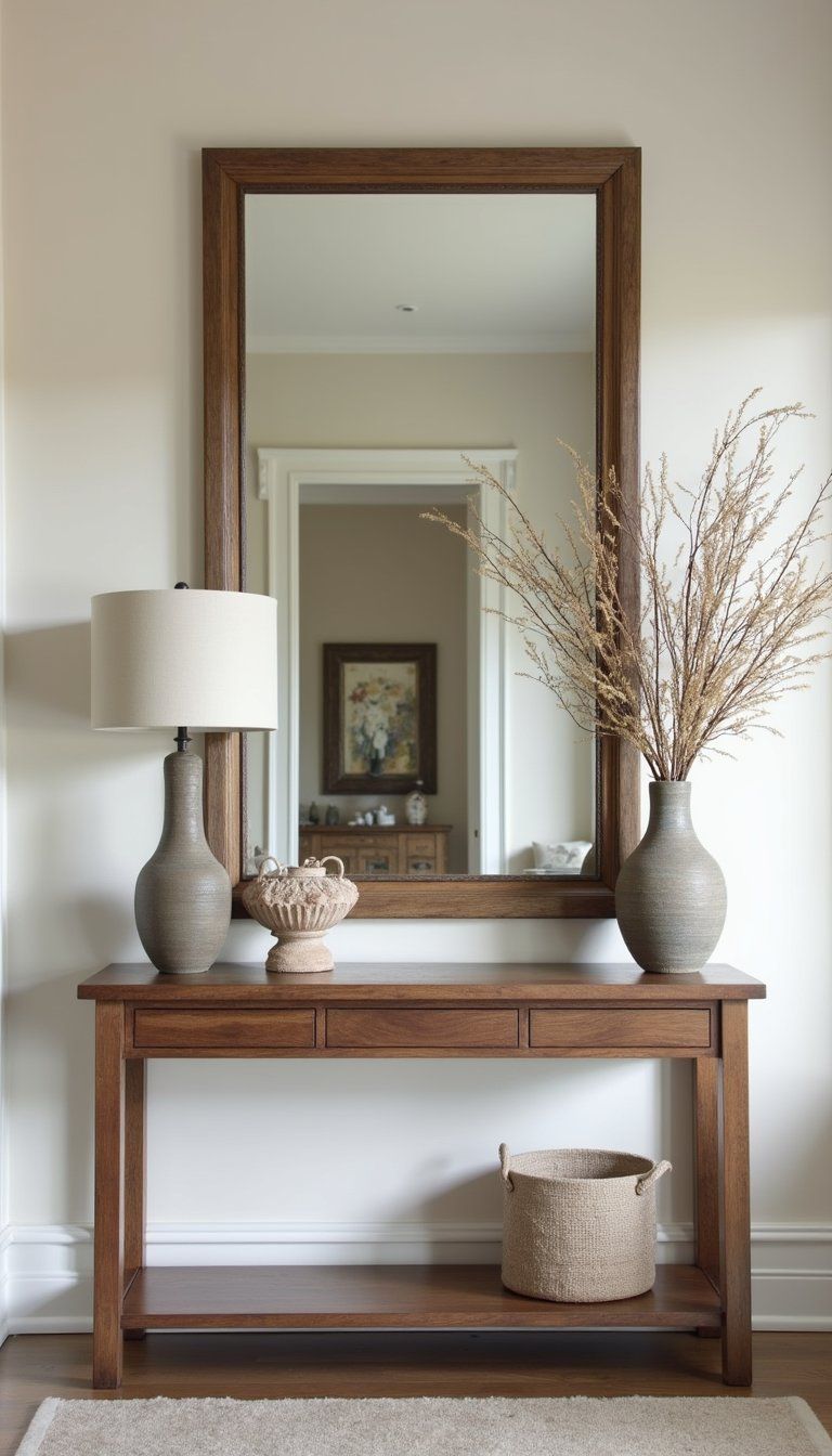 Statement Mirror Paired With Antique Console Table