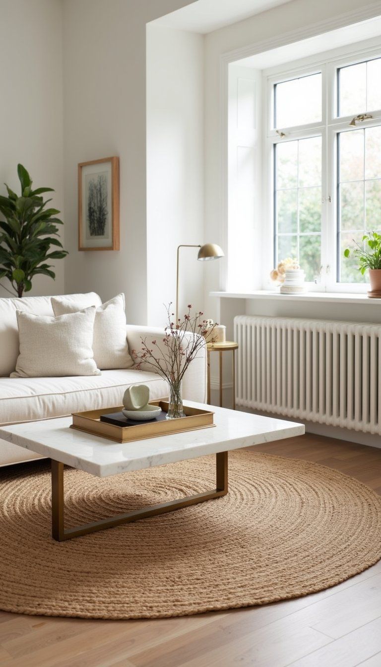 Sunlit Travertine Coffee Table With Brass Accents