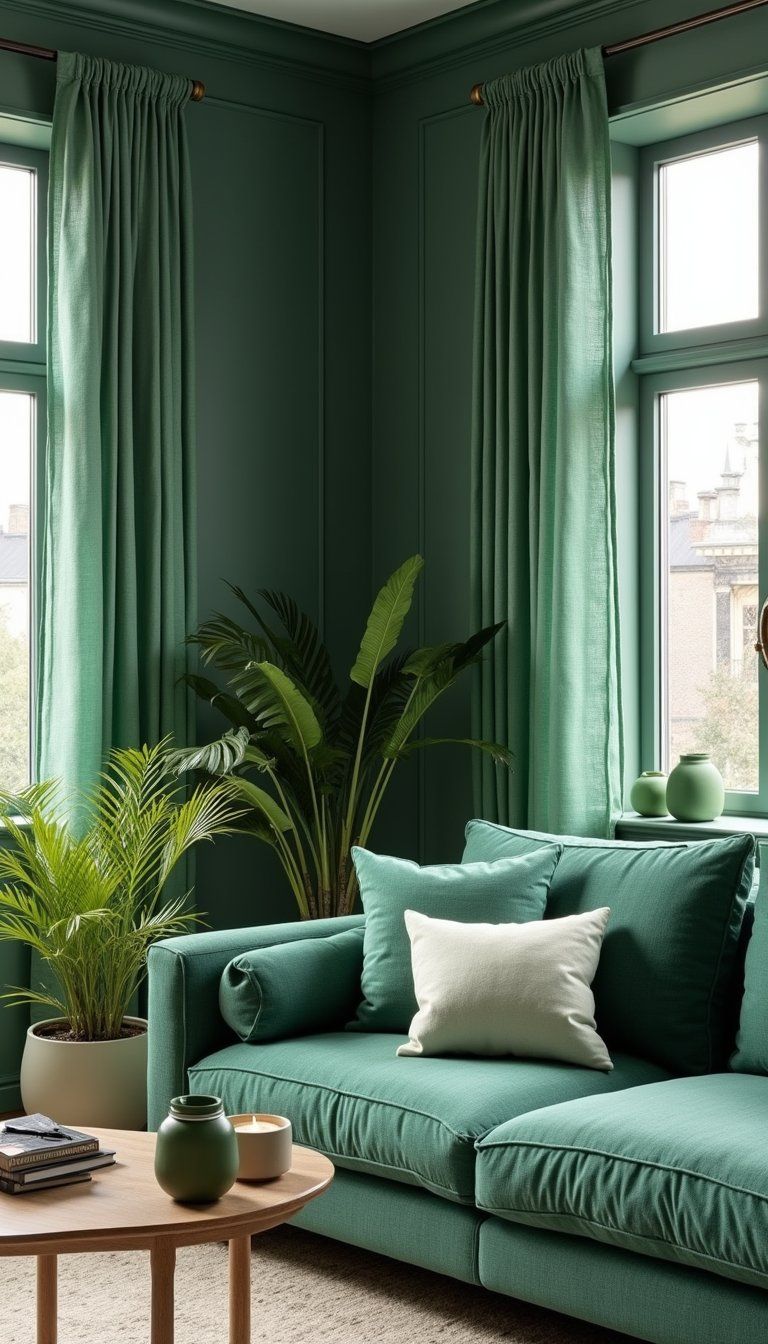 Monochrome Green Palette With Brass Highlights