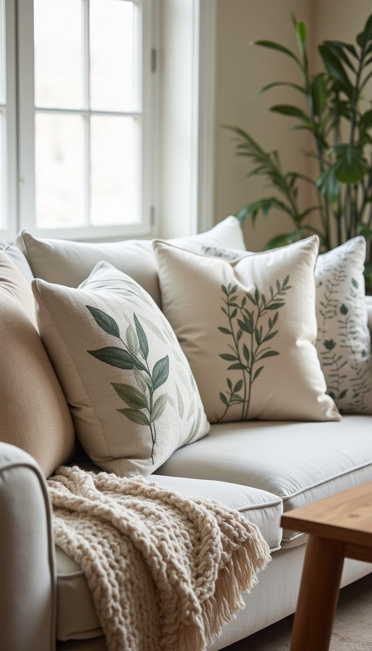 Playful Throw Pillows With Leafy Patterns
