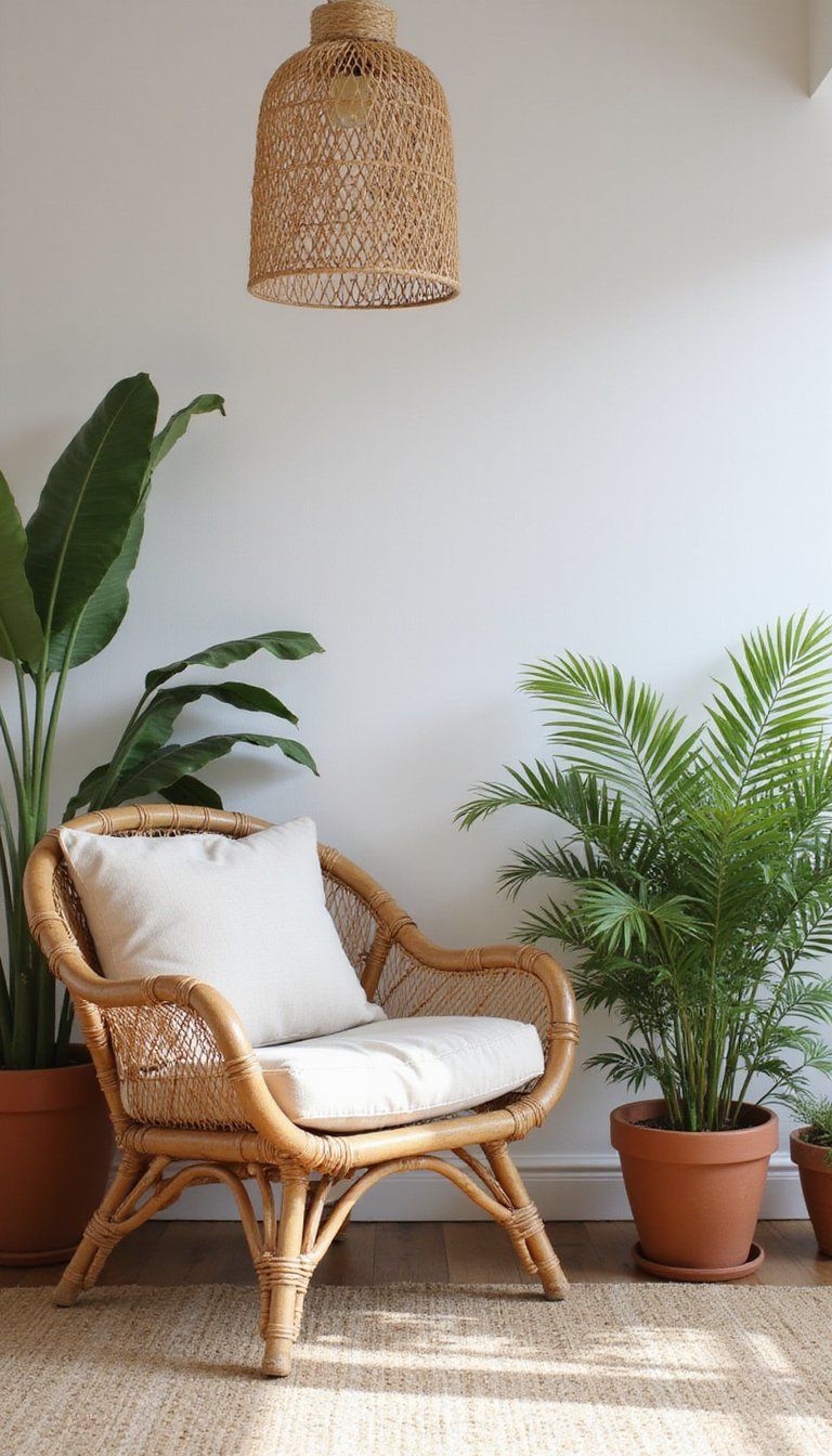 Rattan Accents Paired With Lush Greenery
