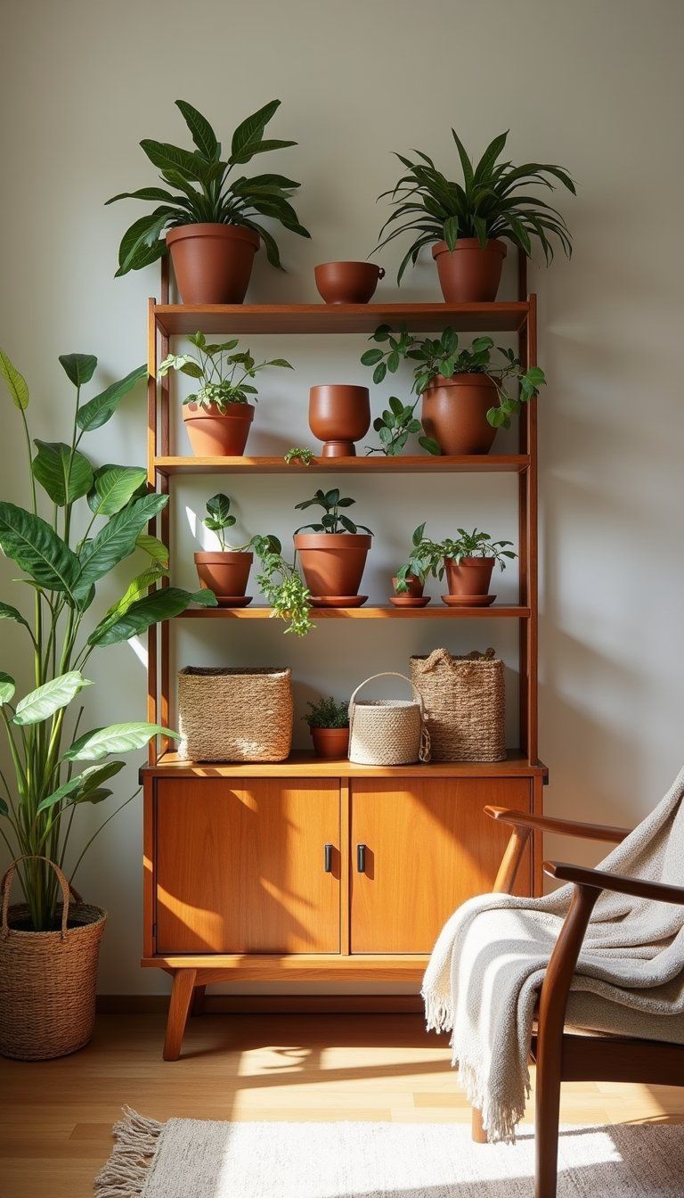 Shelved Terracotta Pots For Warm Earthy Feel