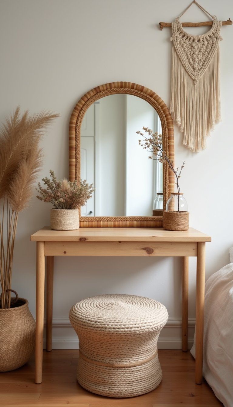 Boho Rattan Vanity For Cozy Corners
