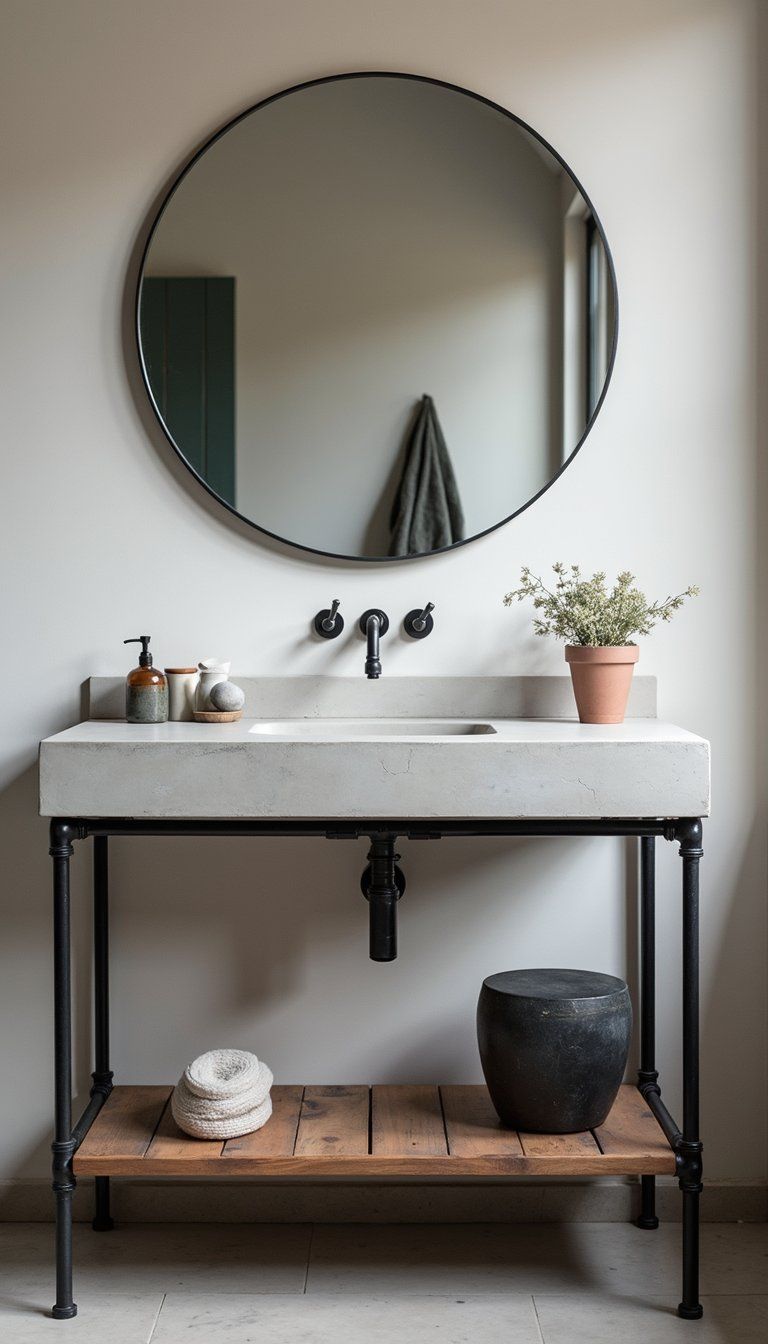 Industrial Pipe Vanity With Concrete Top