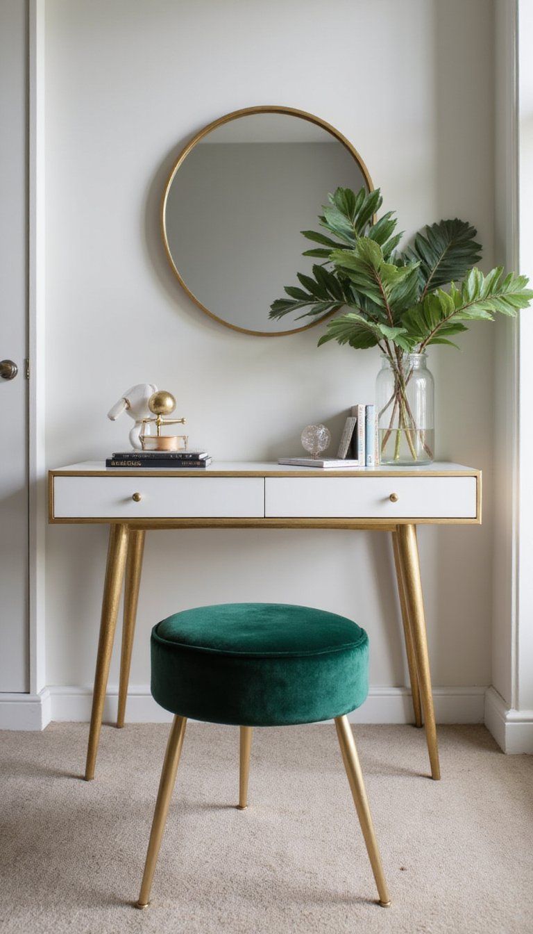 Luxury Velvet Stool Paired With Vanity