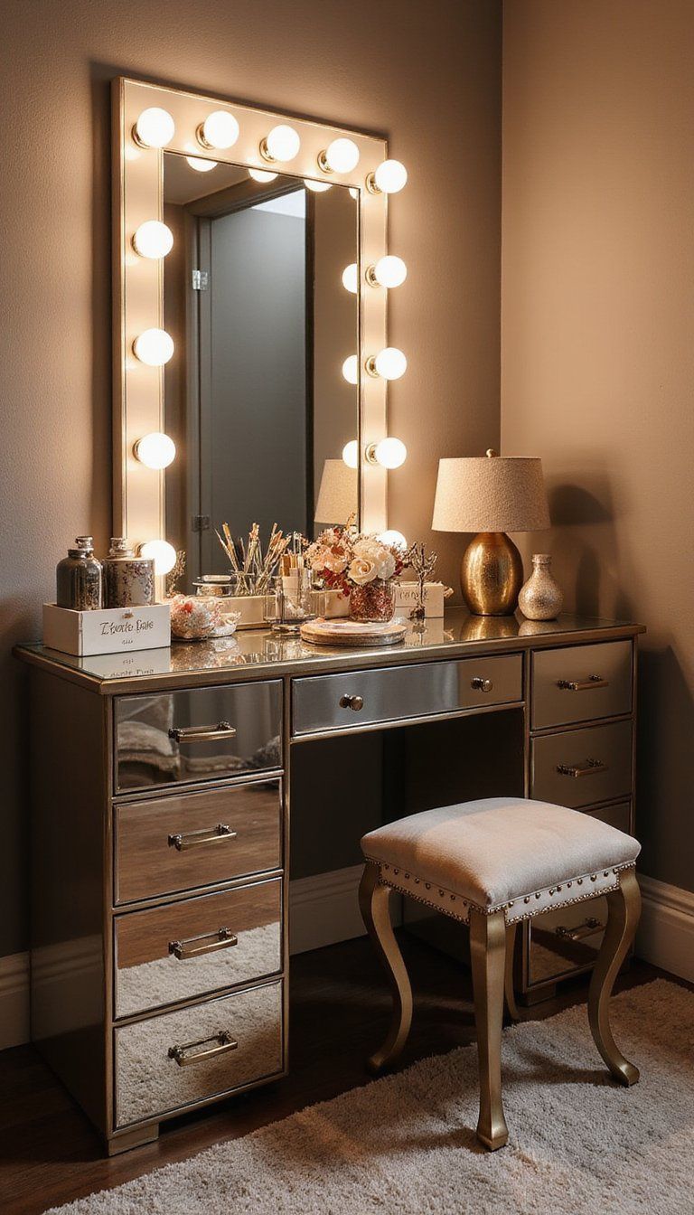 Mirrored Vanity For Hollywood Dressing Vibe