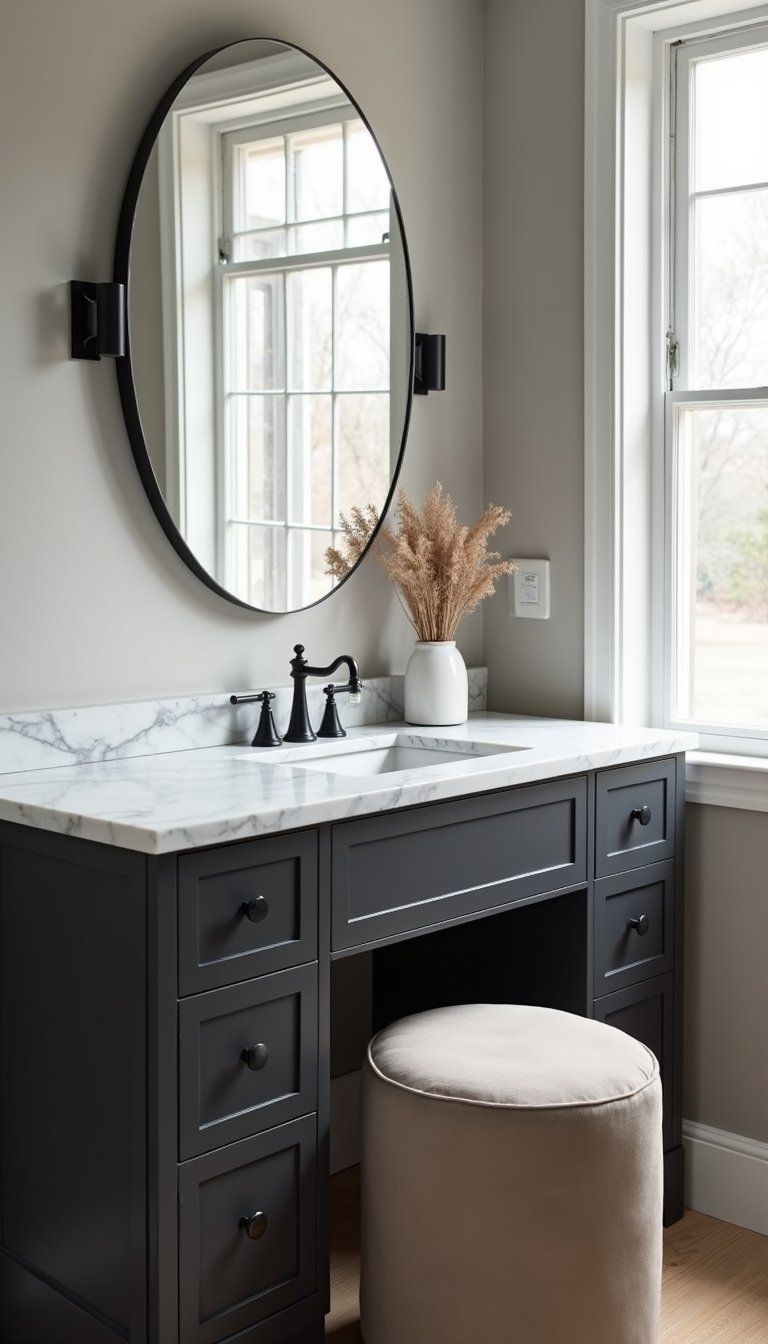 Modern Marble Vanity With Sleek Drawers
