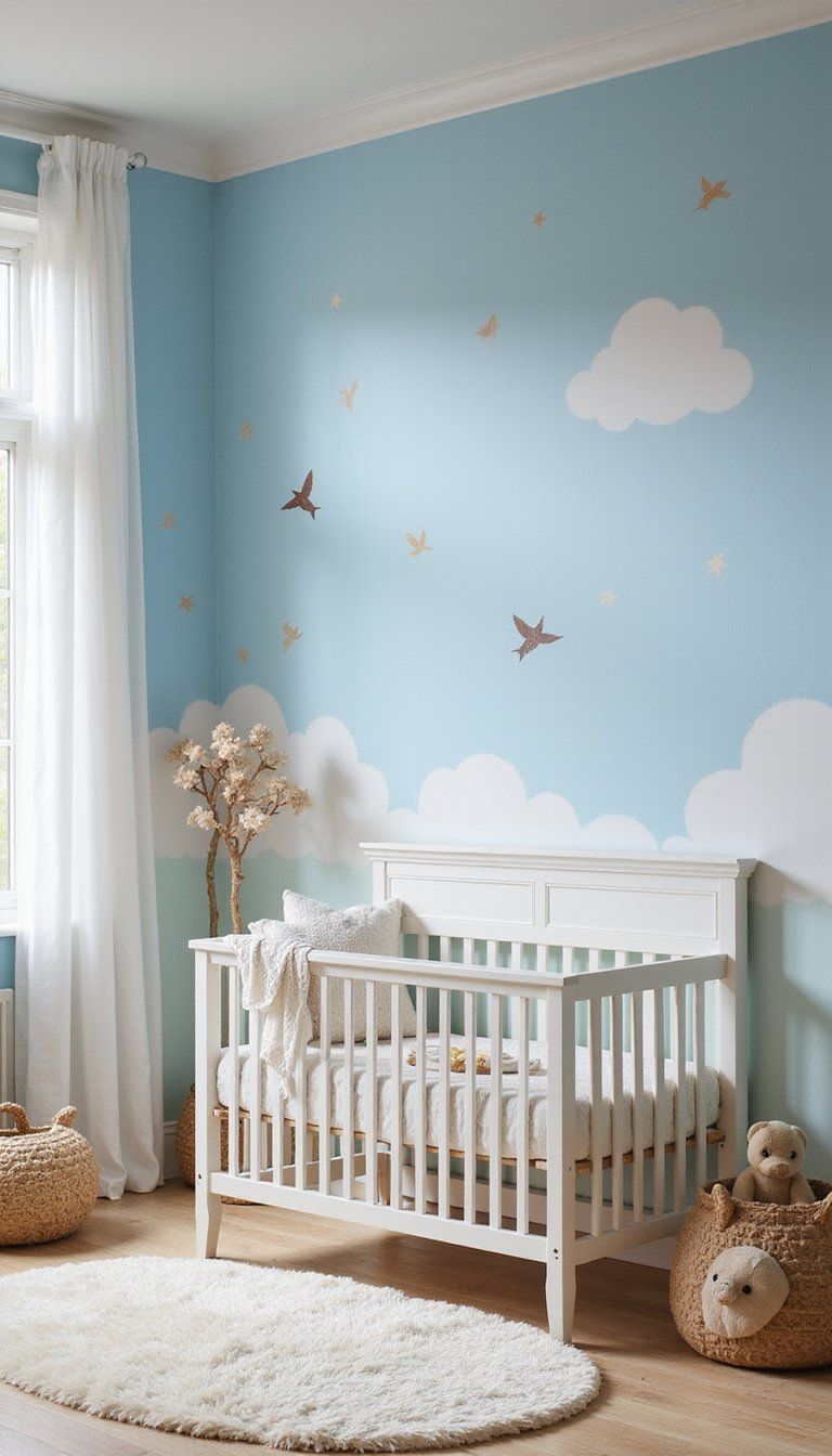 Blue Sky Mural Ceiling For Nursery Or Playroom