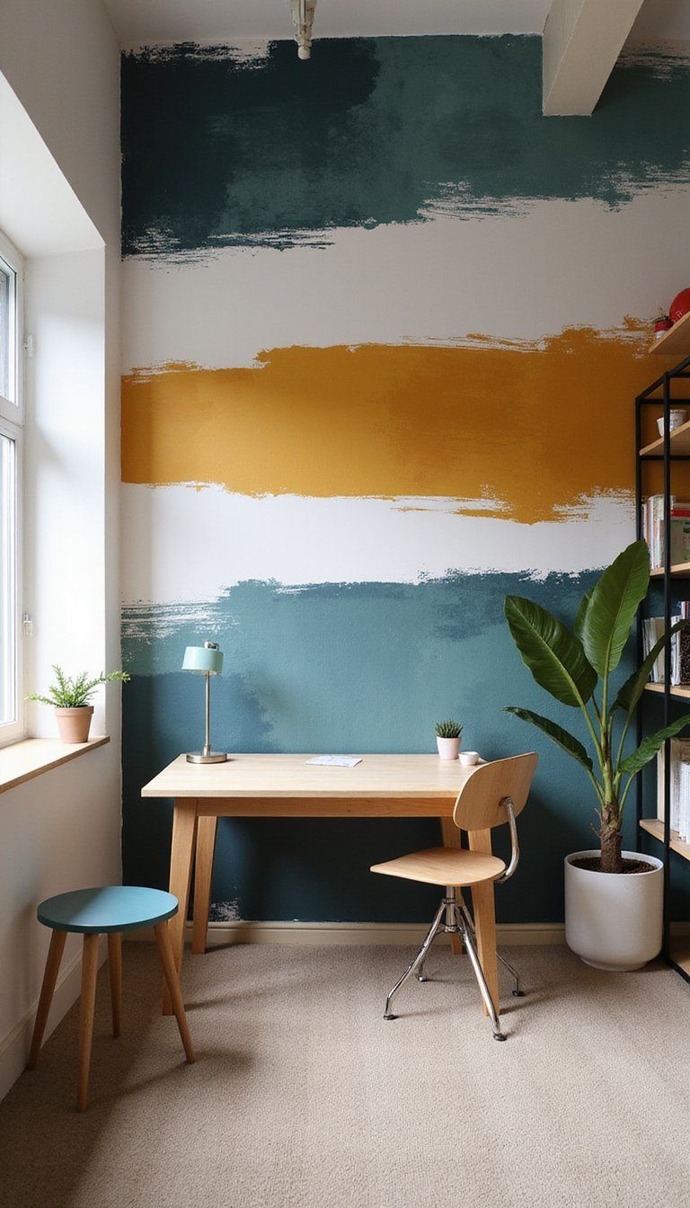 Bold Abstract Brushstroke Ceiling For Creative Studio