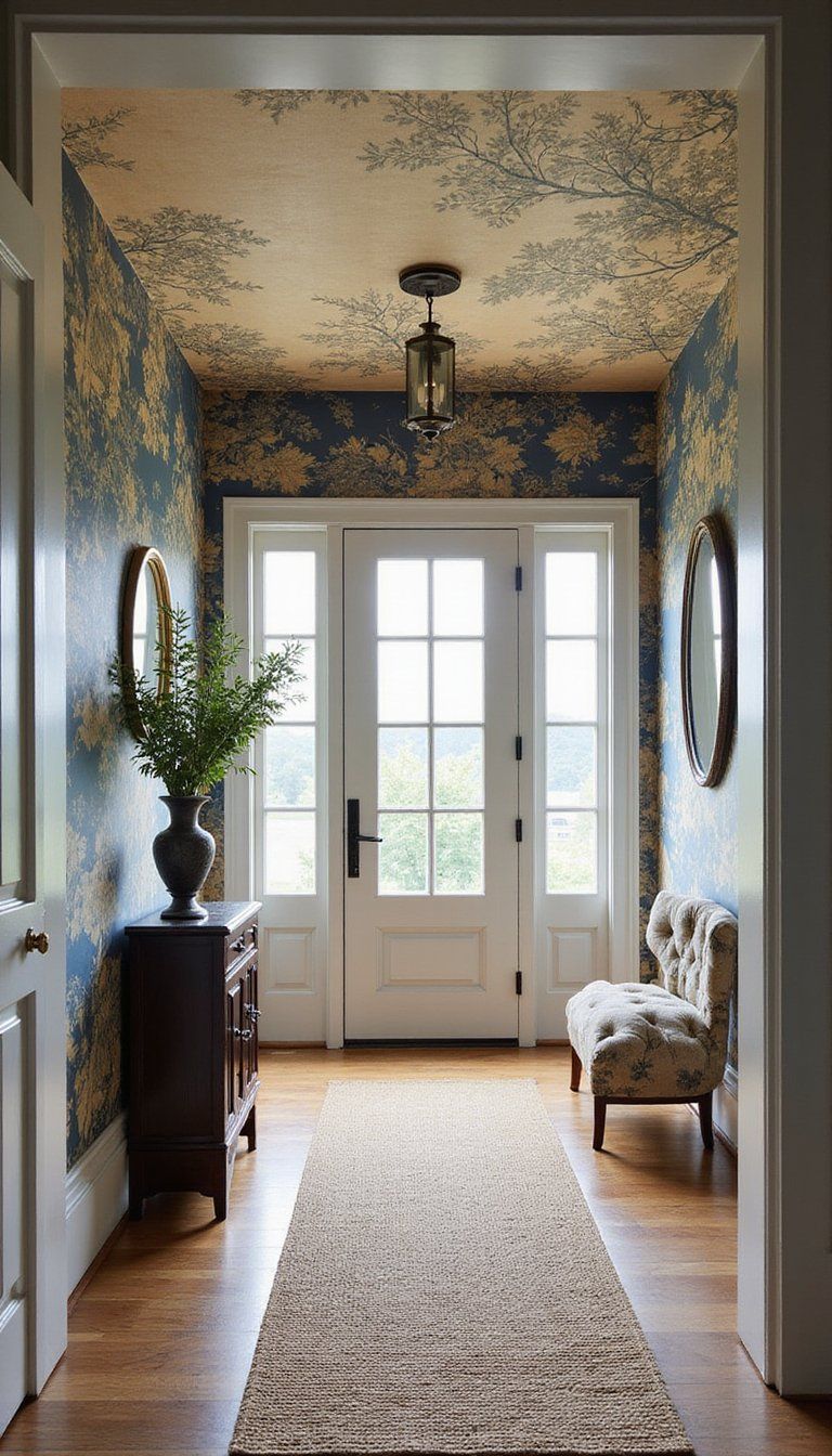 Chinoiserie Landscape Ceiling For Welcoming Entryway