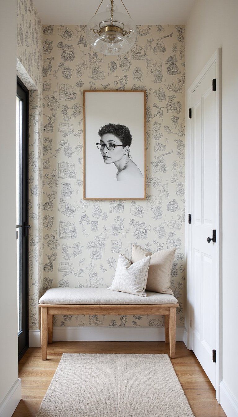 Monochrome Line Art Ceiling For Scandinavian Entry