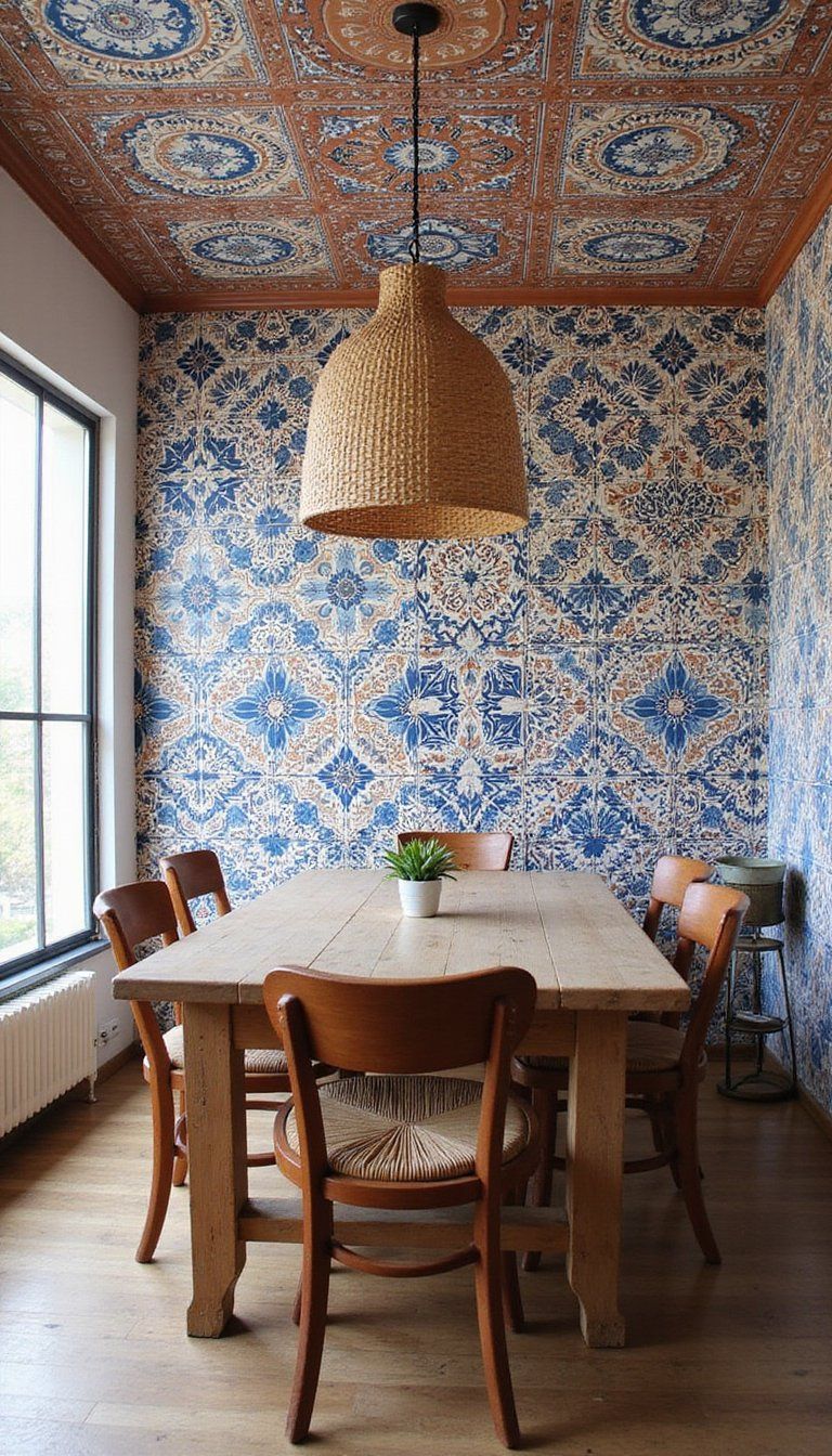 Moroccan Tile Motif Above The Dining Area