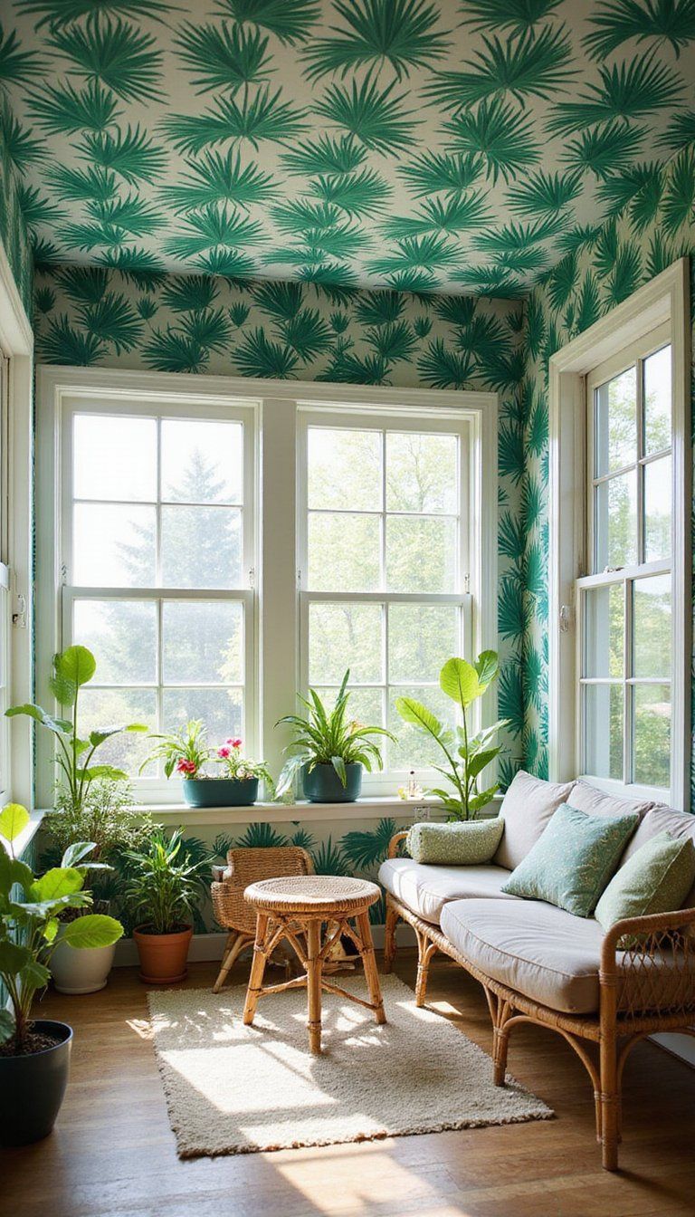 Tropical Palm Pattern For Porch Or Sunroom