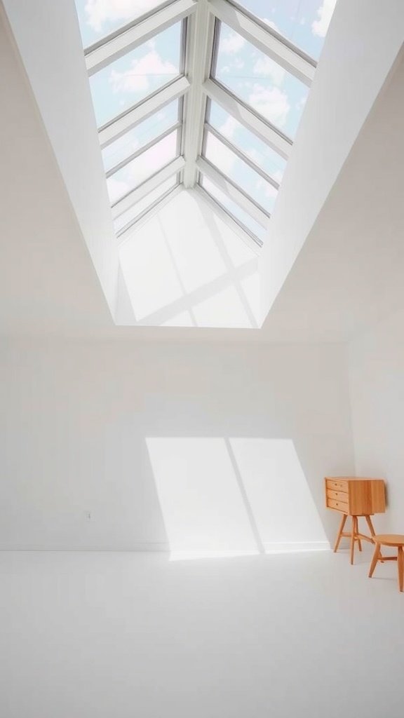 Bright and airy interior with skylights letting in natural light
