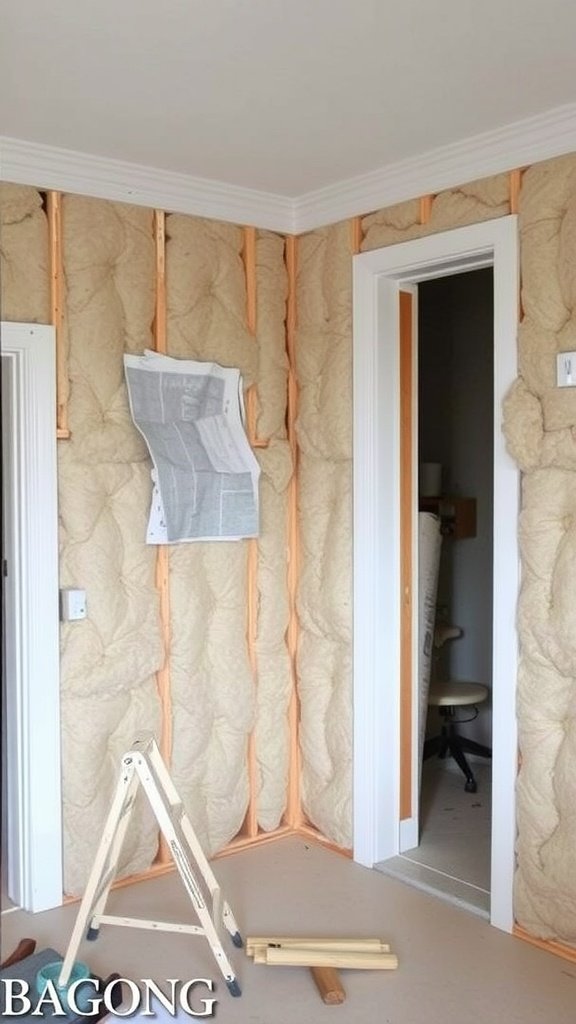 Image showing the installation of eco-friendly insulation in a home renovation