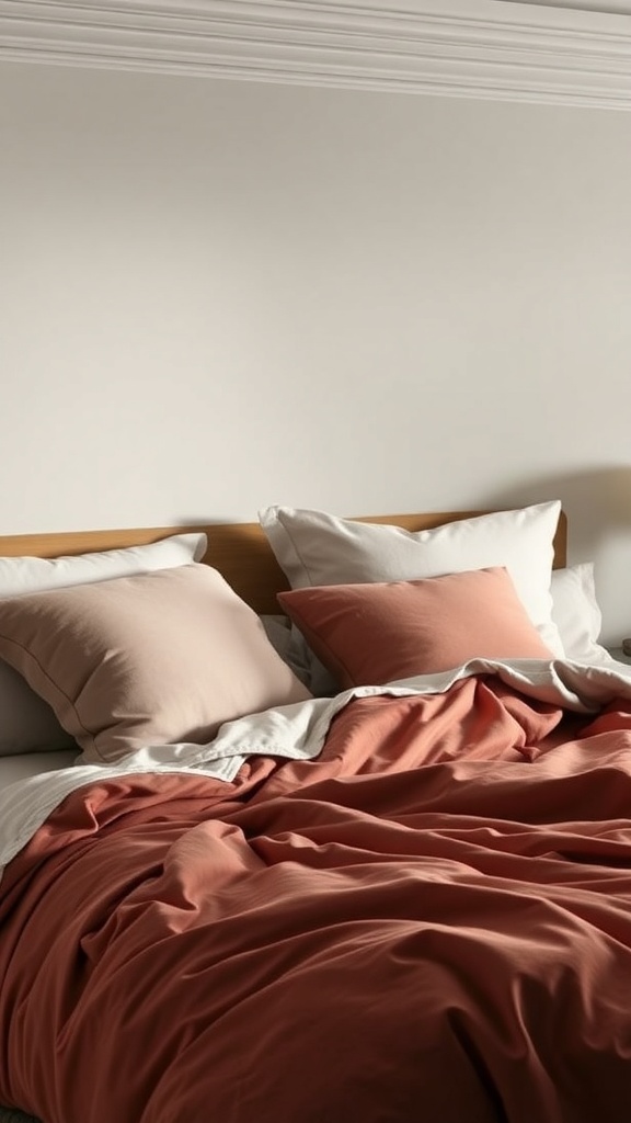 A beautifully layered bed with soft pillows and a warm duvet.