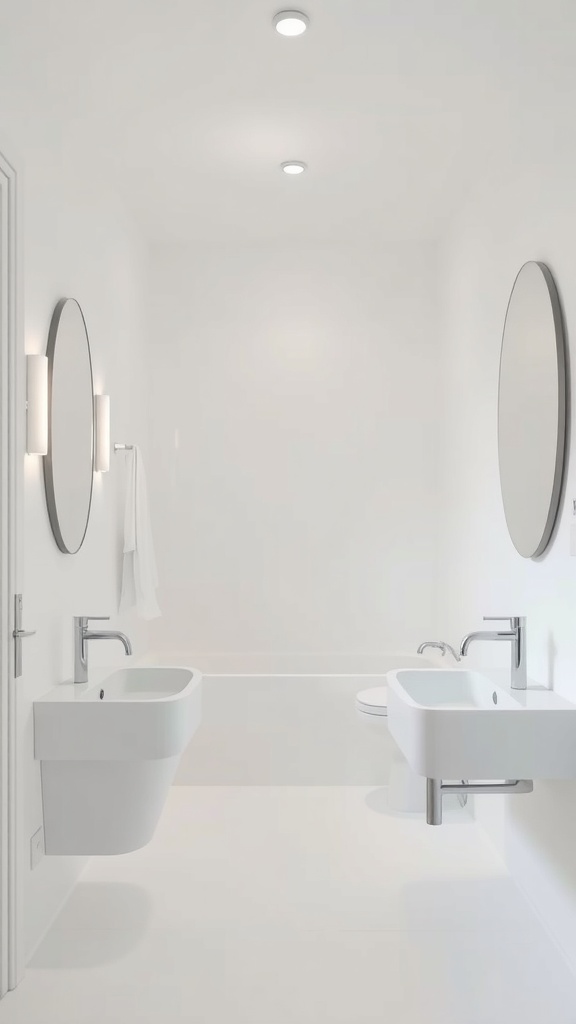 Minimalist bathroom with white walls and modern fixtures