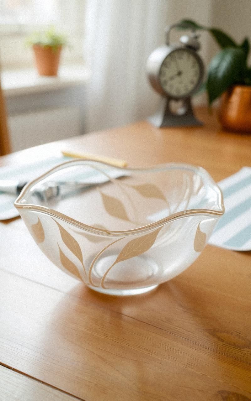 Decorative Glass Bowls With Curved Edges