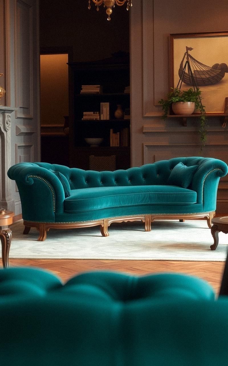 Elegant Curved Sofas With Velvet Upholstery