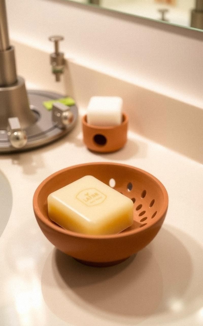 Clay Soap Dishes with Drainage Features