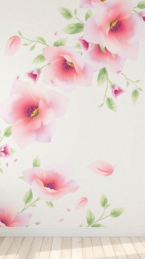 Floral Watercolor Murals with Soft, Dreamy Hues