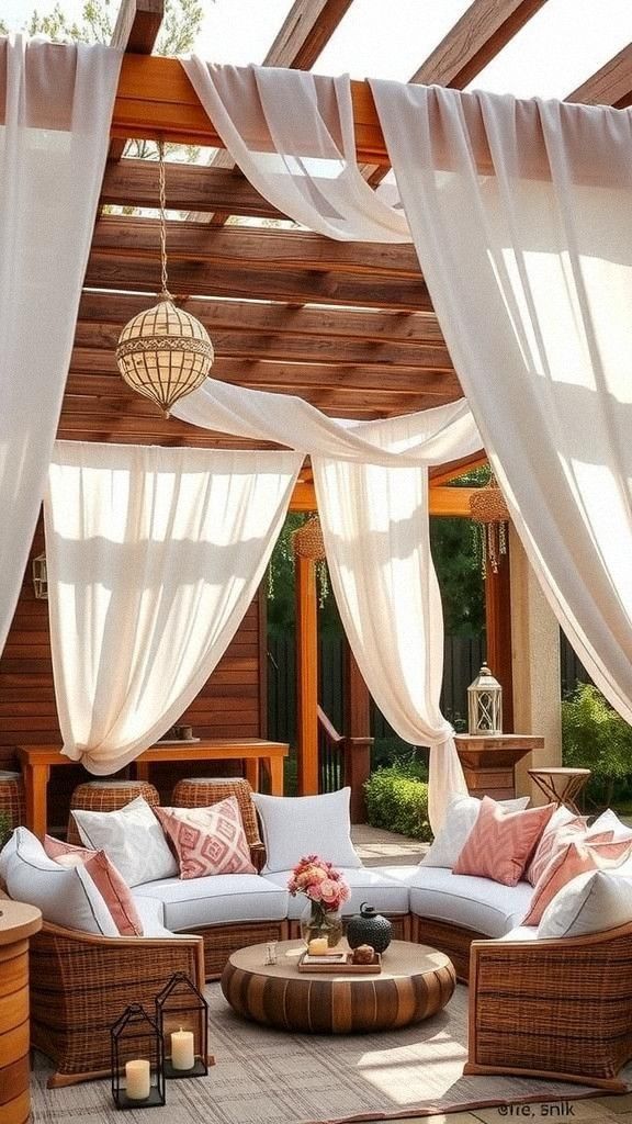 Outdoor Canopies Draped with Sheer Fabrics