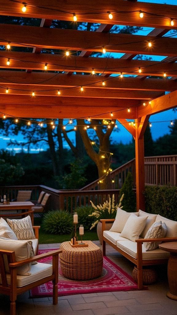 String Lights Draped Across Seating Areas