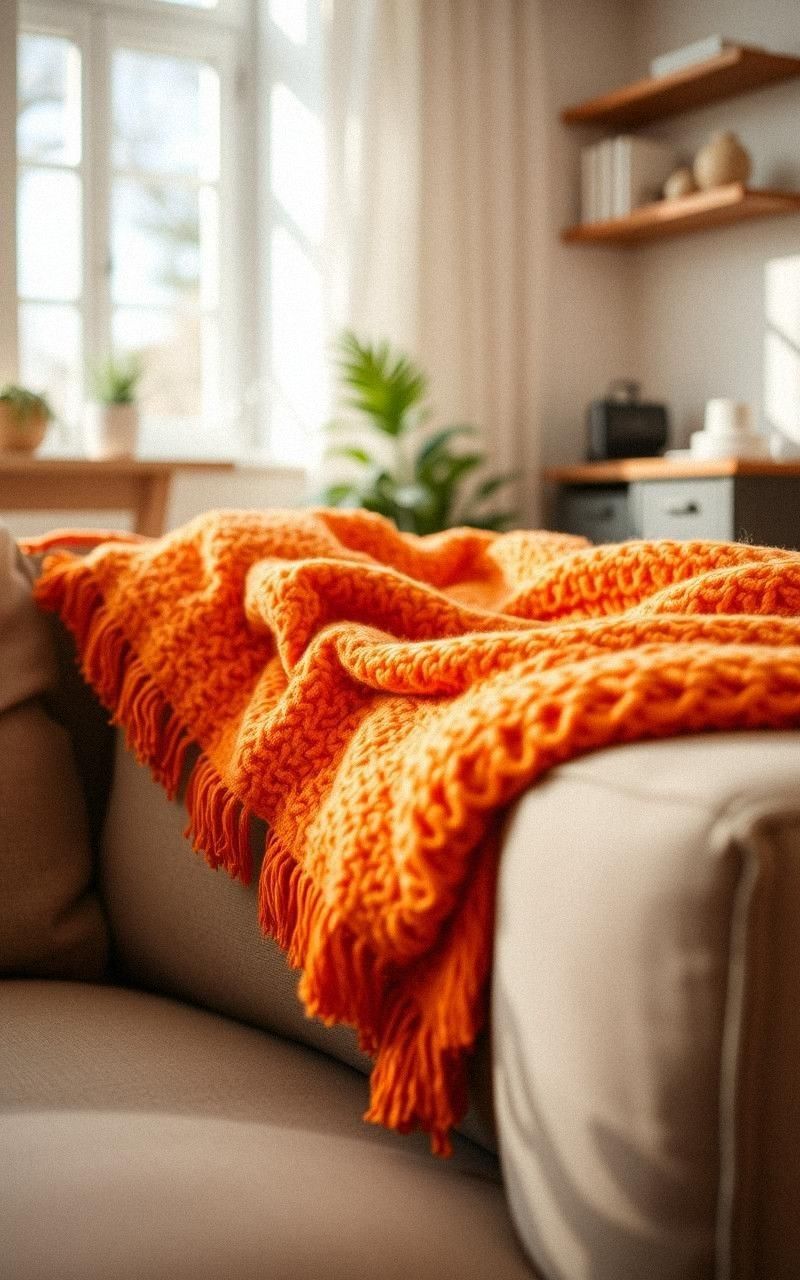 Bright Orange Throws Create Cozy Vibes