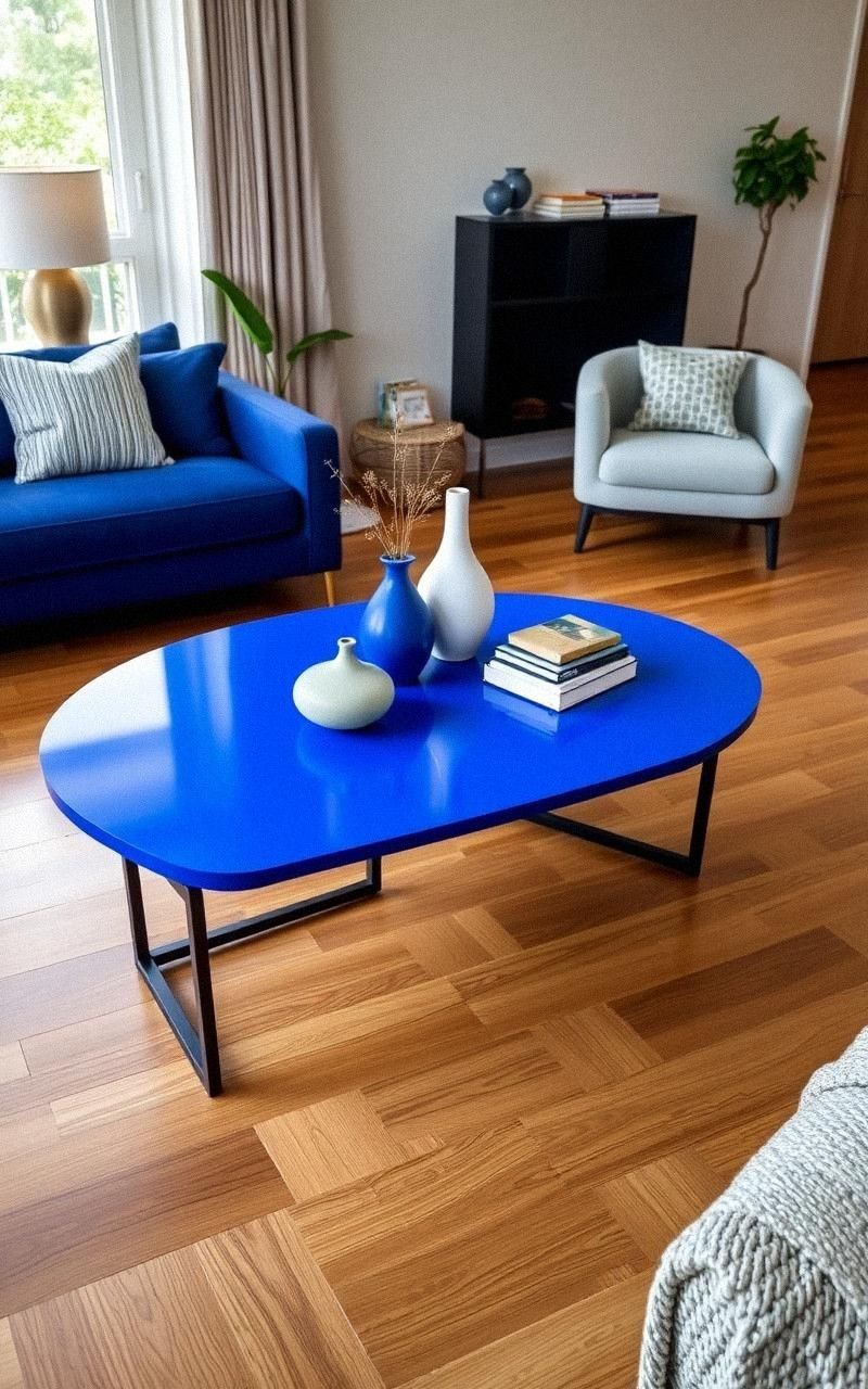 Cobalt Blue Coffee Tables Draw Focus