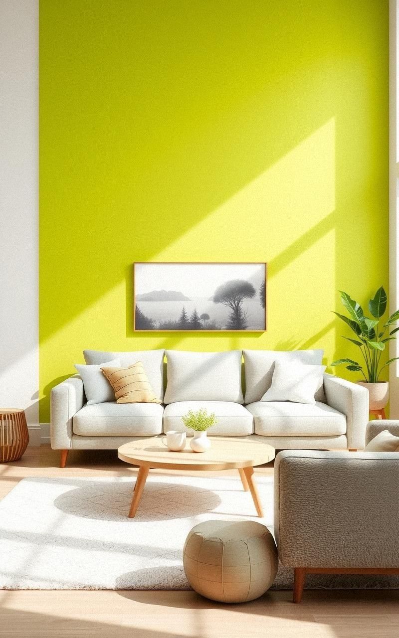 Lime Green Accent Walls Energize Space