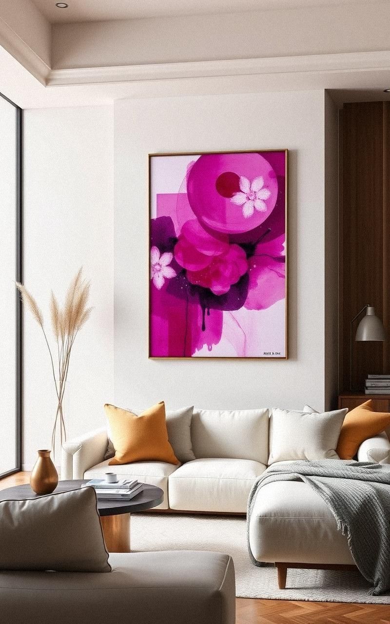 Magenta Wall Art Energizes Blank Walls