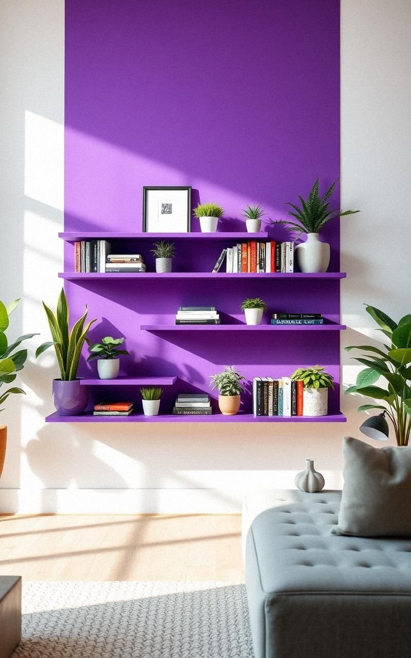 Royal Purple Shelves Showcase Style