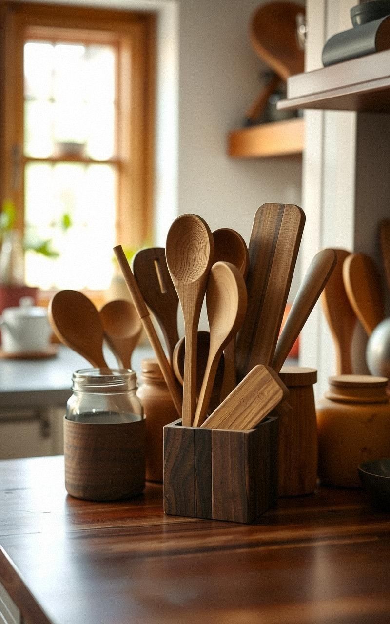 Rustic Wooden Utensil Holders for Practical Decor