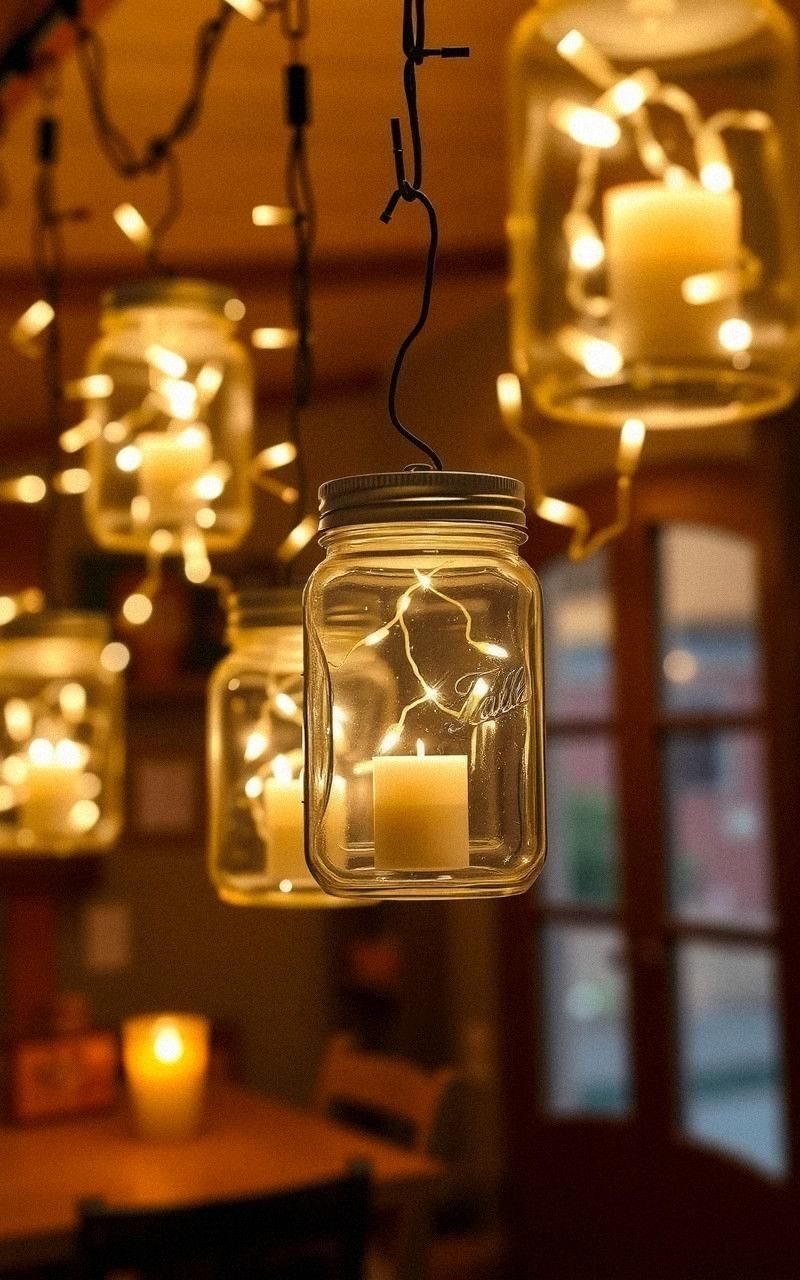 Soft Ambient Lighting with Mason Jar Lanterns