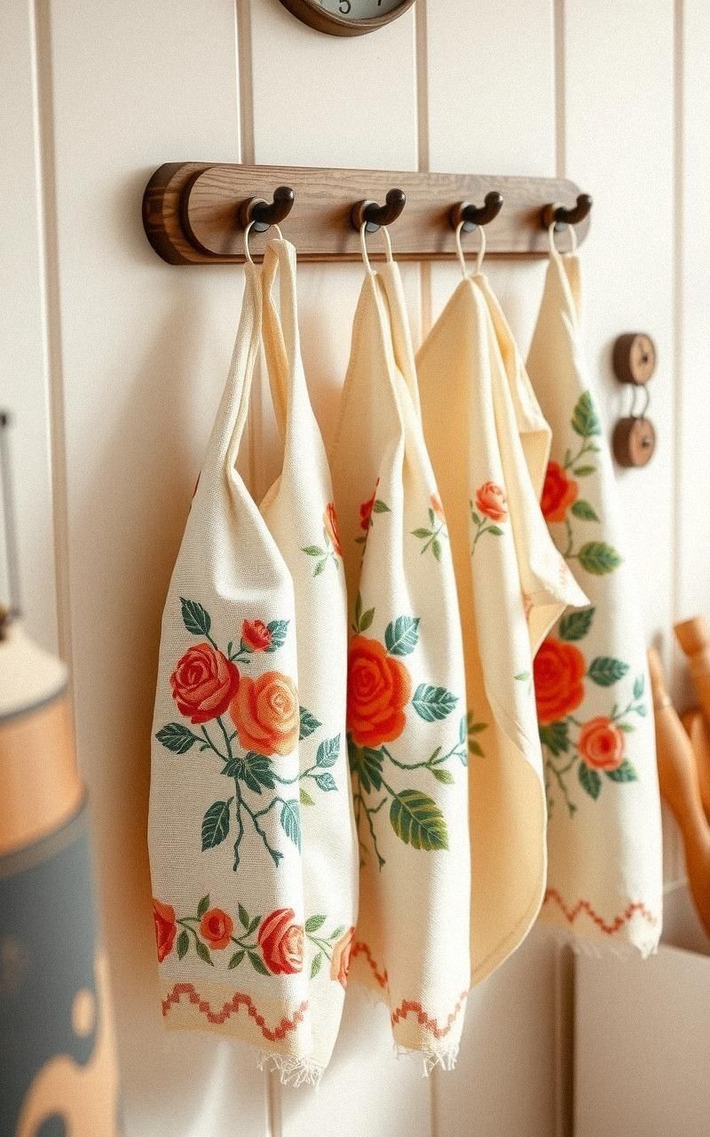 Vintage Tea Towels with Embroidered Details