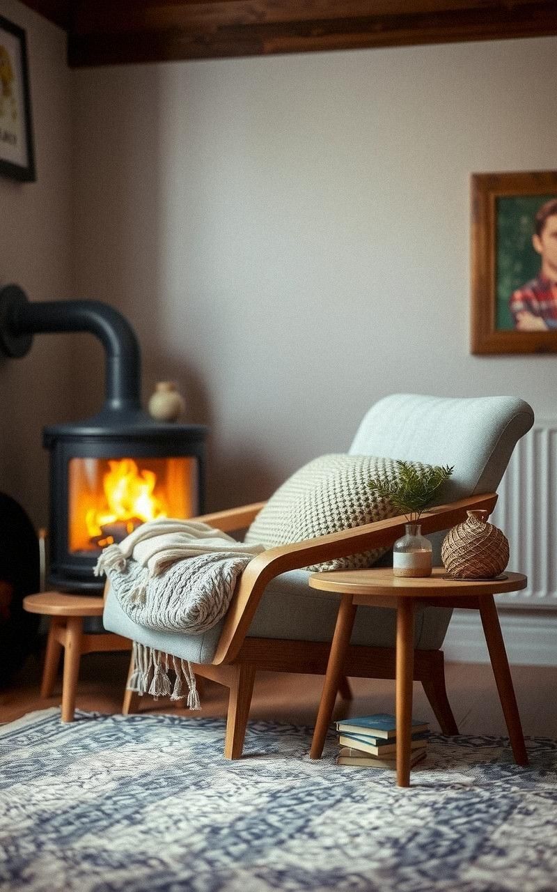 Cozy Reading Nook by the Hearth