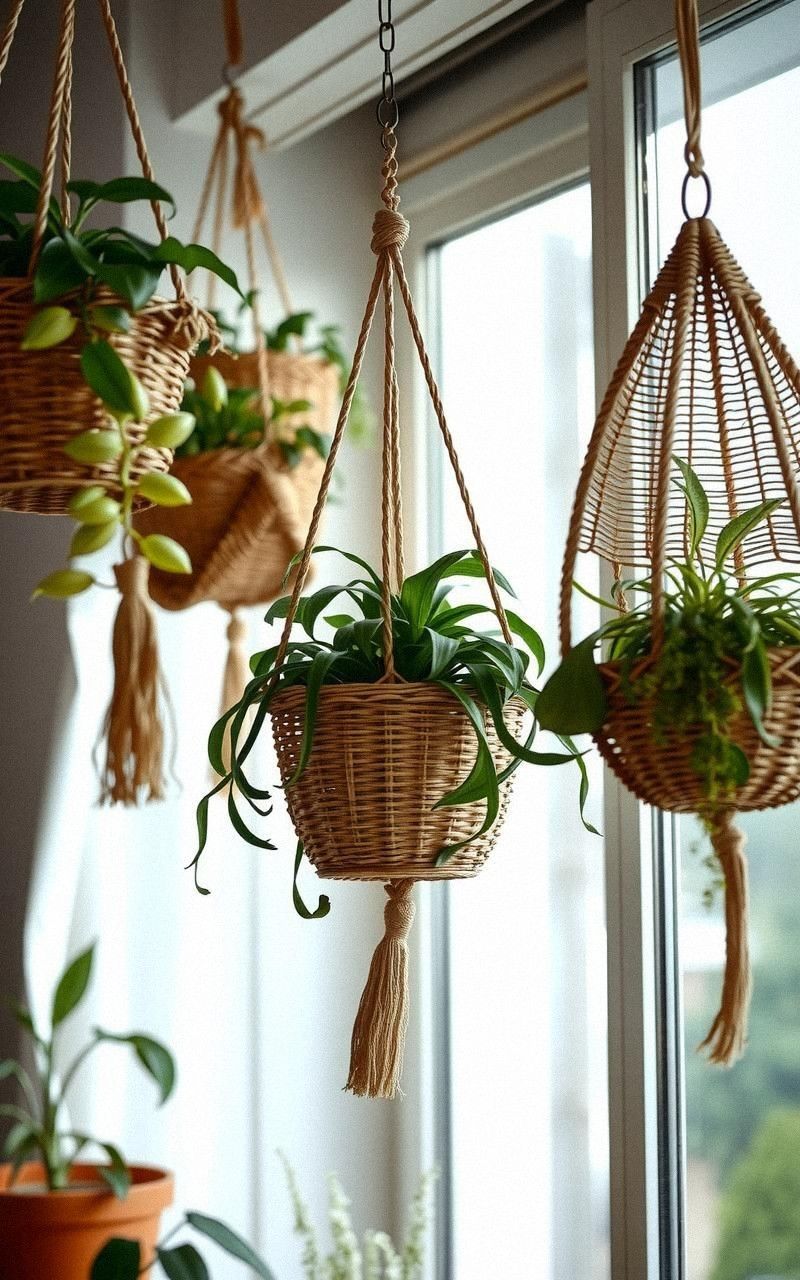 Hanging Basket Shelves for Textured Plant Displays