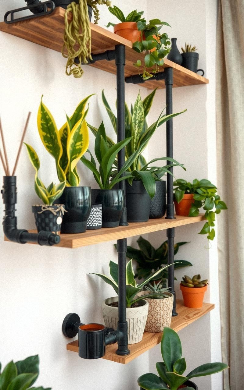 Industrial Pipe Shelving for Edgy Urban Style