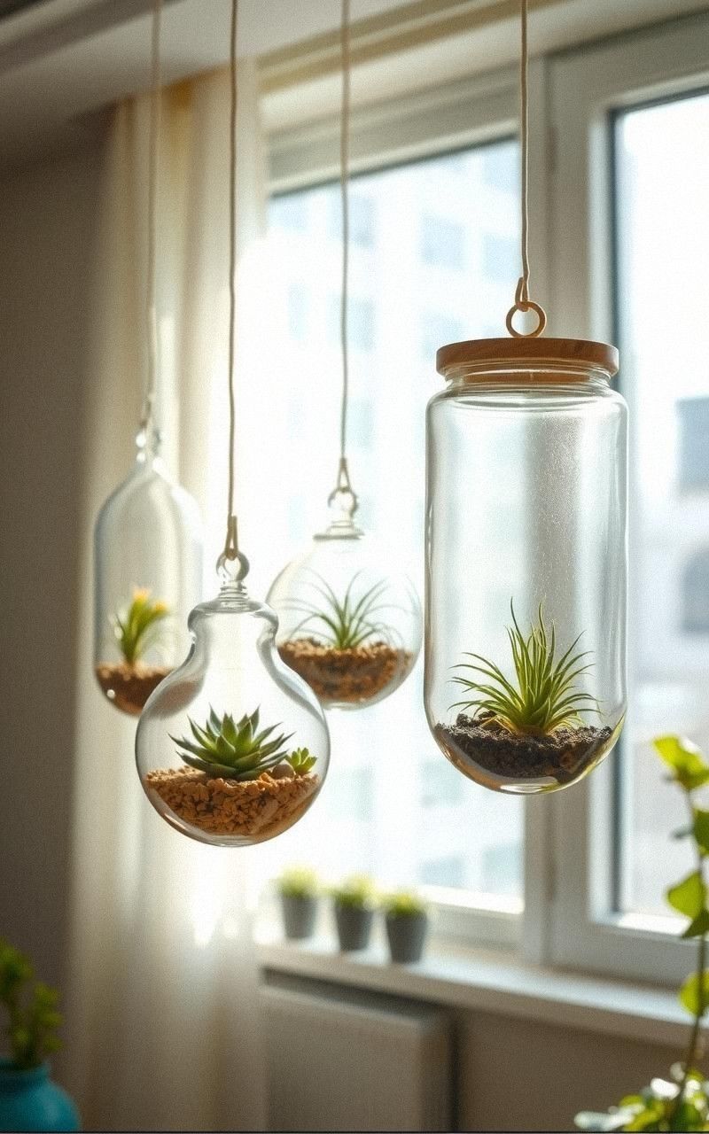 Suspended Glass Terrariums for Elegant Plant Display
