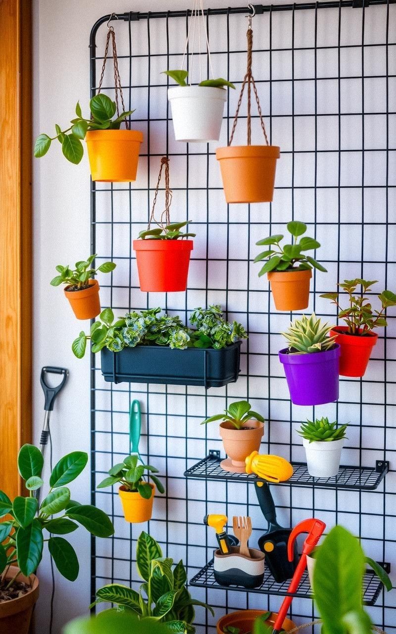 Wire Grid Wall Panels for Modular Plant Hanging