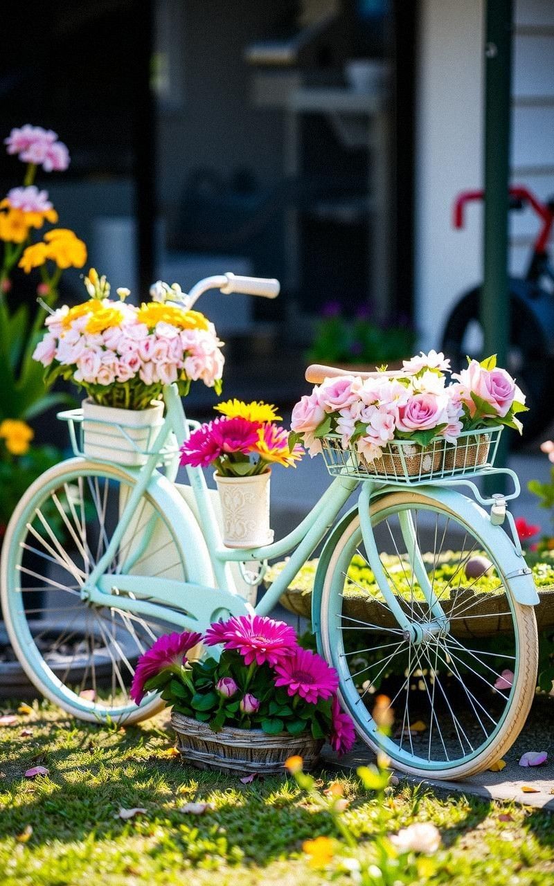 Bicycle Planters for Whimsical Garden Statements