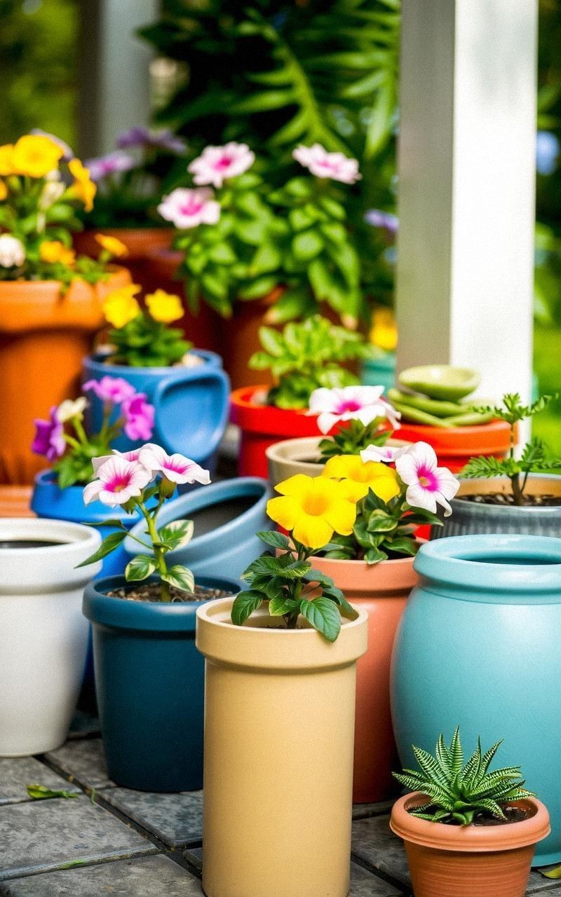 Colorful Ceramic Pots Add Artistic Flair Outdoors