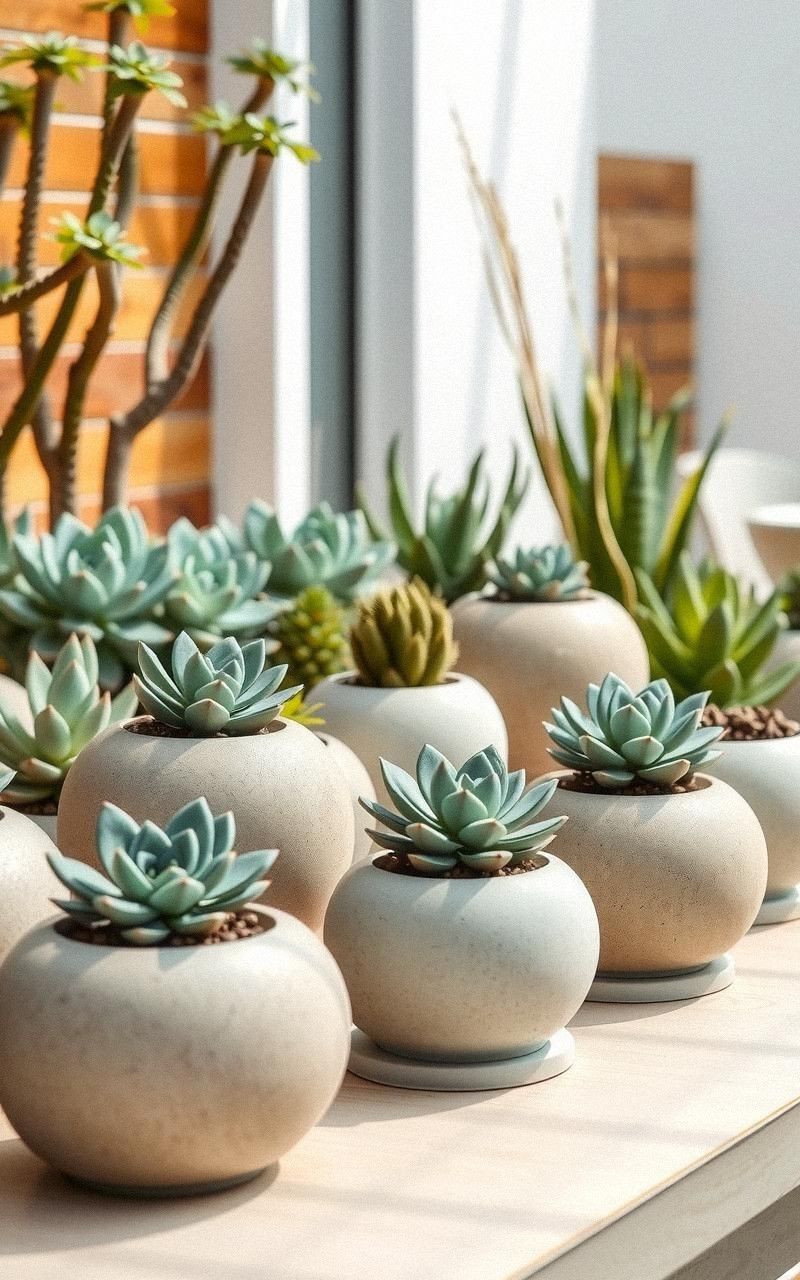 Concrete Planter Spheres for Sculptural Garden Art