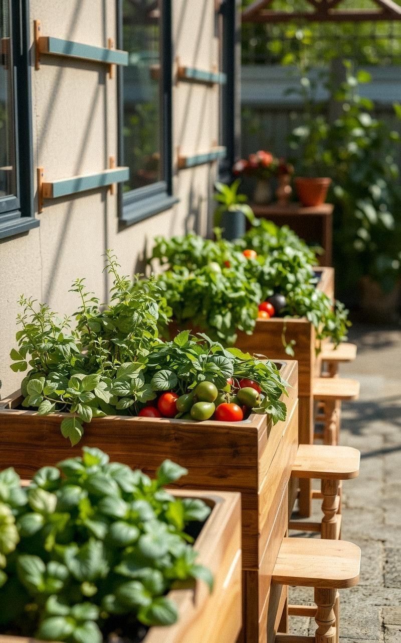 Elevated Wooden Boxes for Accessible Outdoor Gardening
