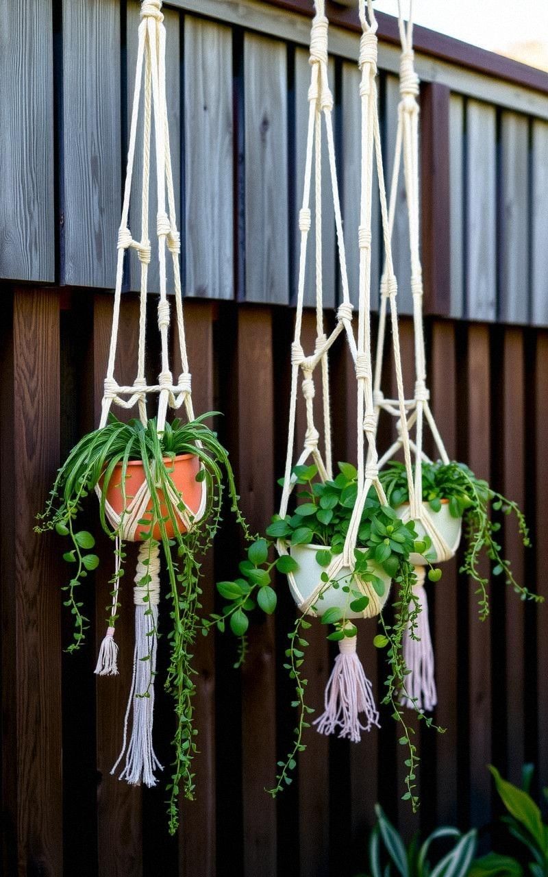 Hanging Macrame Planters for Boho Outdoor Spaces