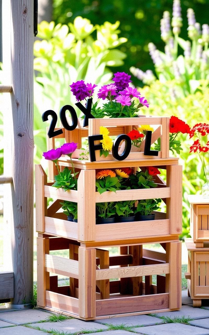 Repurposed Wooden Crates Turned Into Rustic Planters
