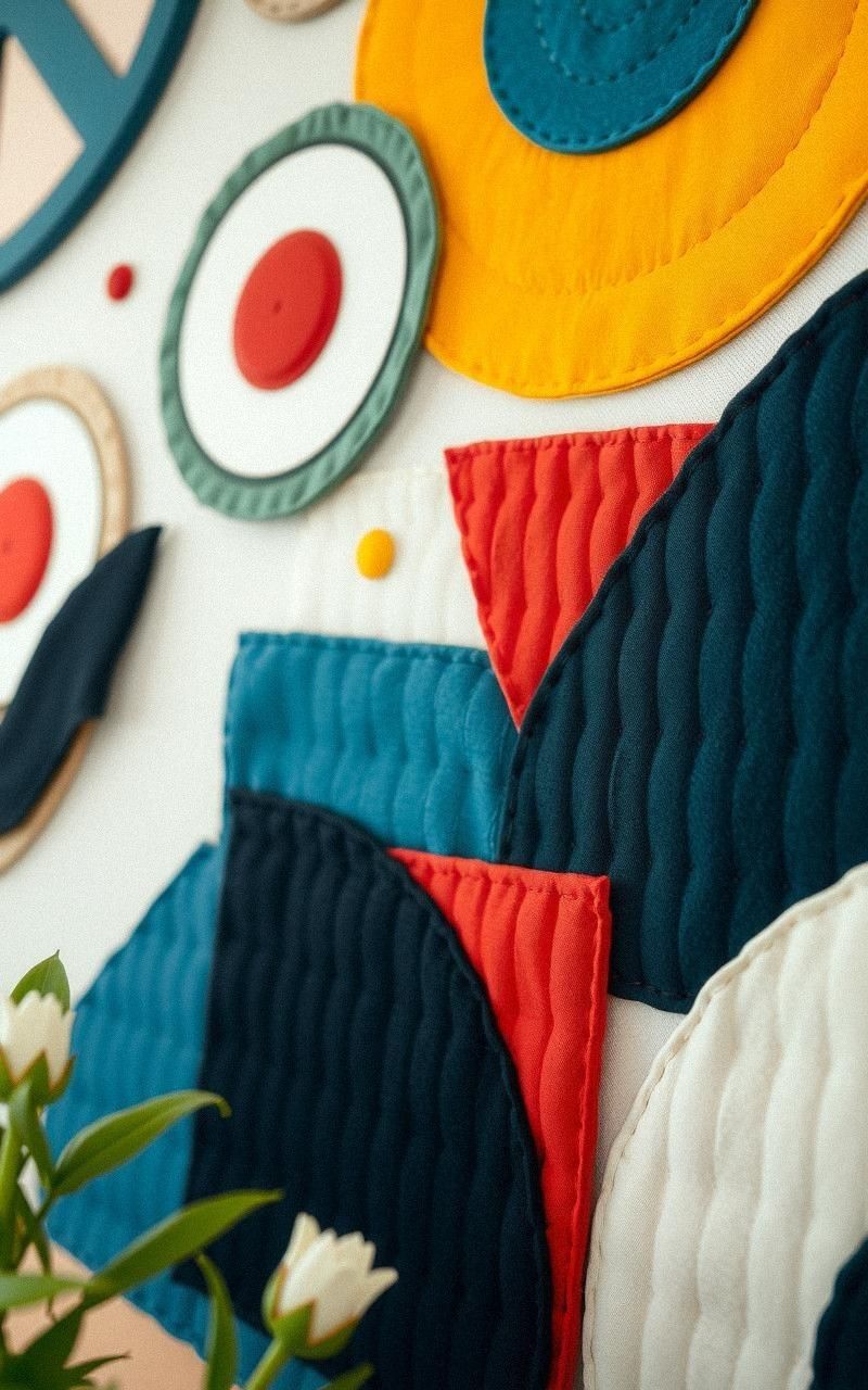 Appliqué Textile Wall Art with Bold Shapes