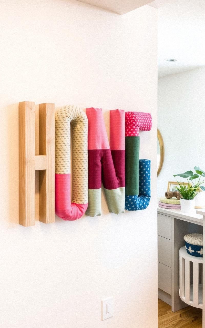 Fabric-Wrapped Wooden Letters for Wall Art